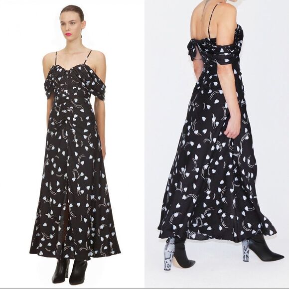 Self-Portrait Abstract Geo Print Off Shoulder Dress - Picture 5 of 12